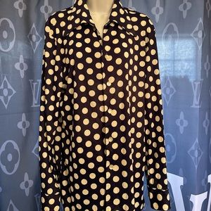 Mr Blackwell woman’s button up blue and white shirt used vintage large